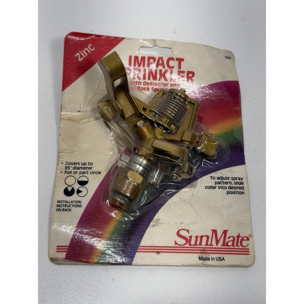 SunMate Zinc Impact Sprinkler - New Old Stock - Made in USA - 85' Diameter 58001